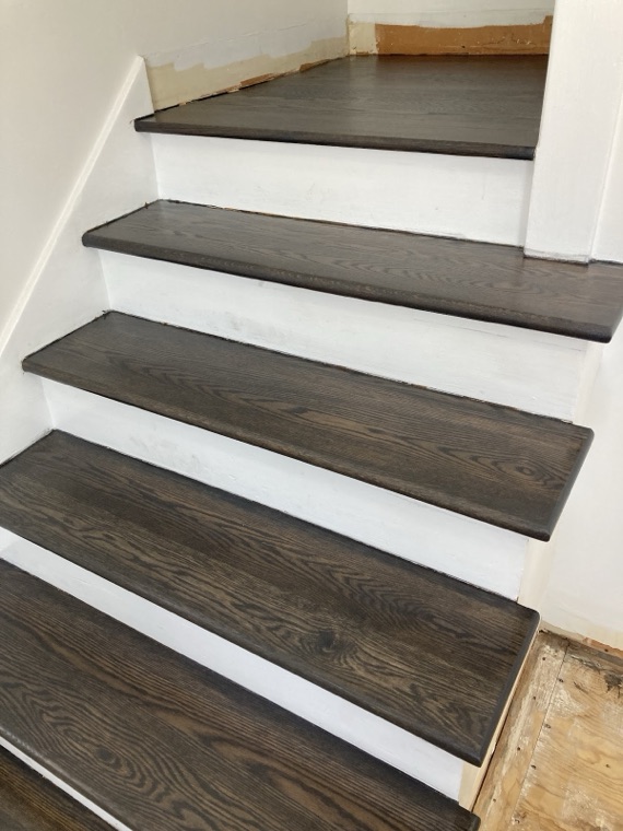 A refinished hardwood staircase